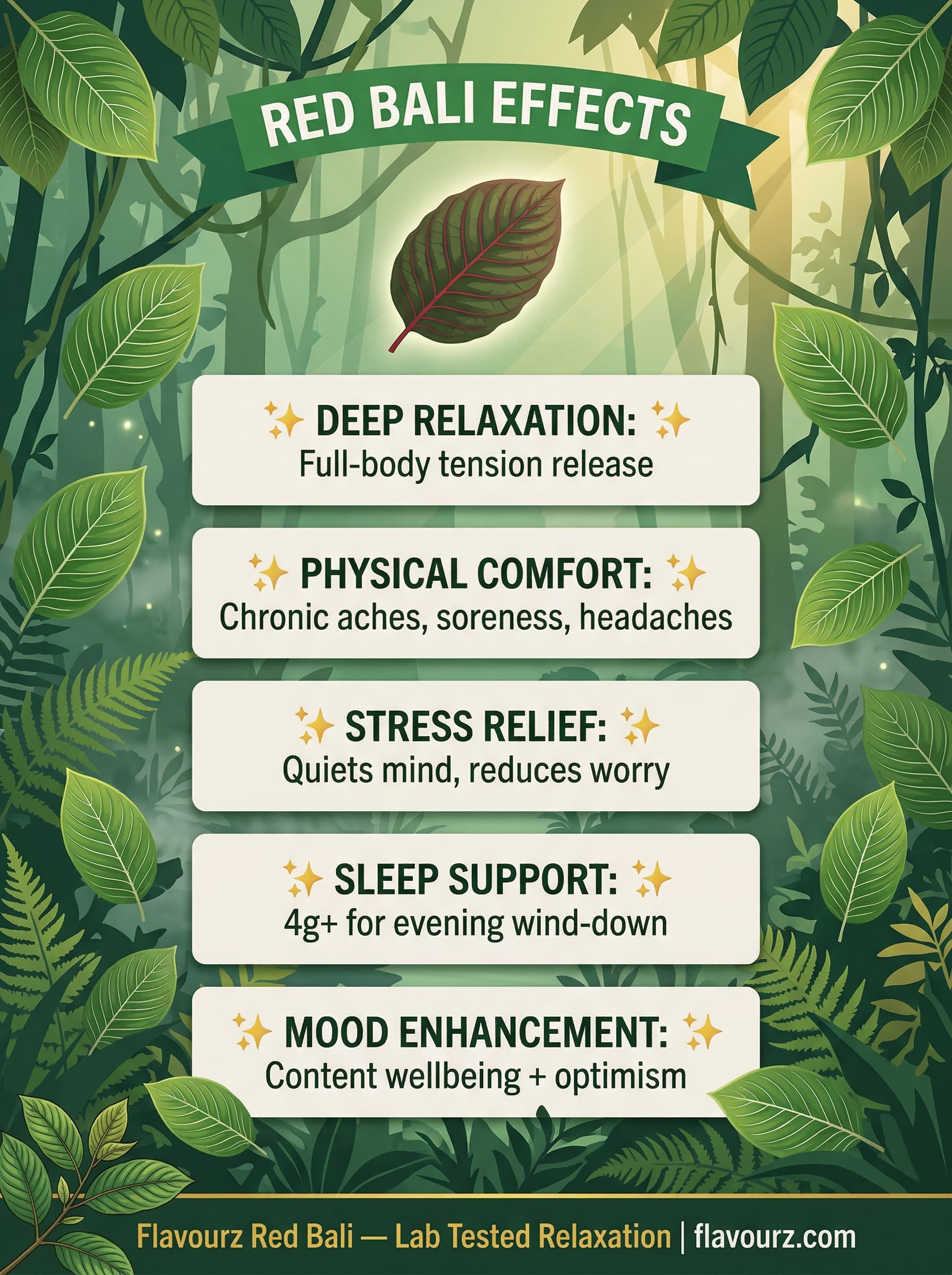 infographic for Red Bali Kratom Effects Profile kratom